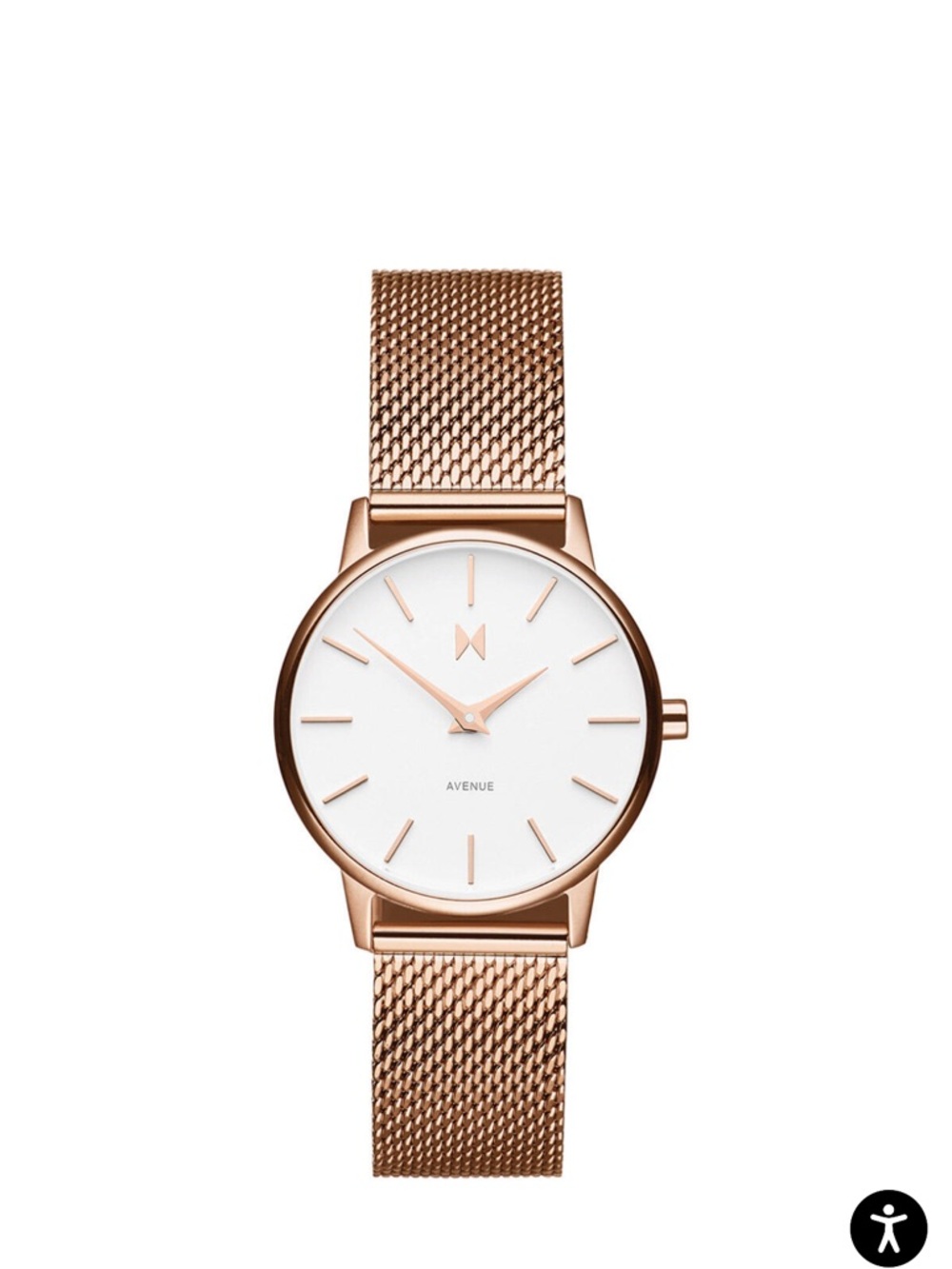 MVMT Rose Gold Mesh Strap Women's Watch with White Dial